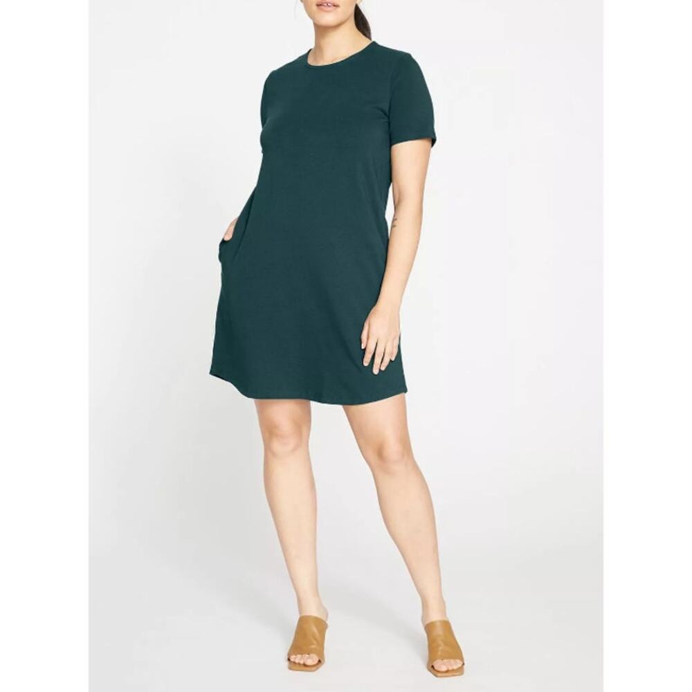 UNIVERSAL STANDARD Women's Green Halie Stretch Cotton Dress Size 4XS